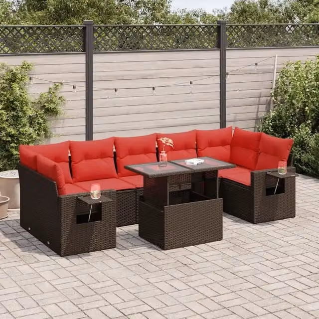 Set Divano da Giardino 8 pz con Cuscini Marrone 3326445