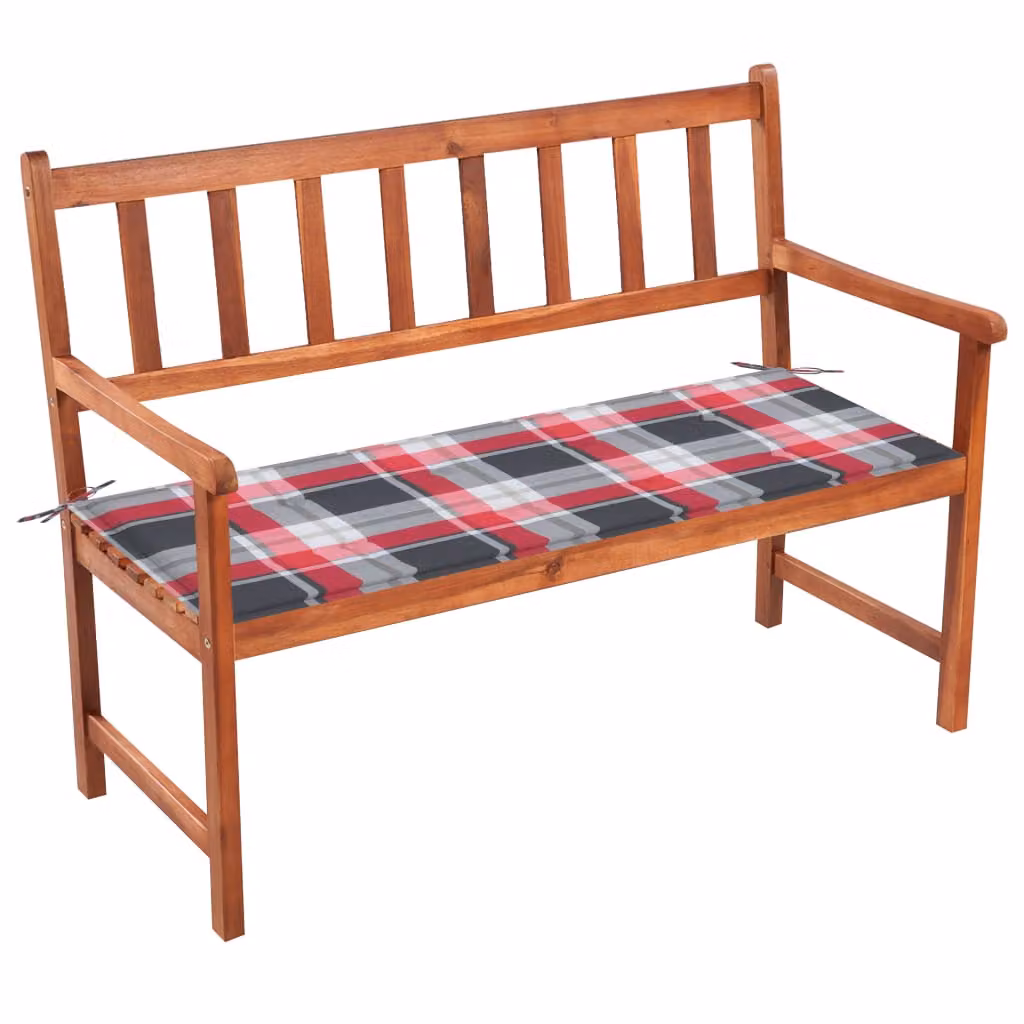 The Living Store Panca da giardino con cuscino 120 cm in legno massiccio di acacia