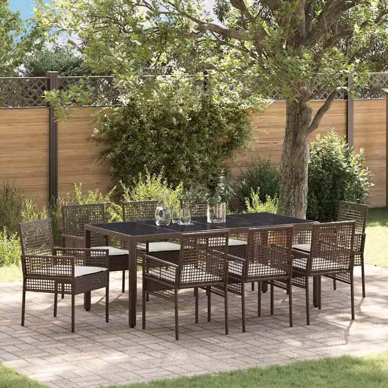 Maison Exclusive - Set da Pranzo per Giardino 9 pcs Marrone polyrattan
