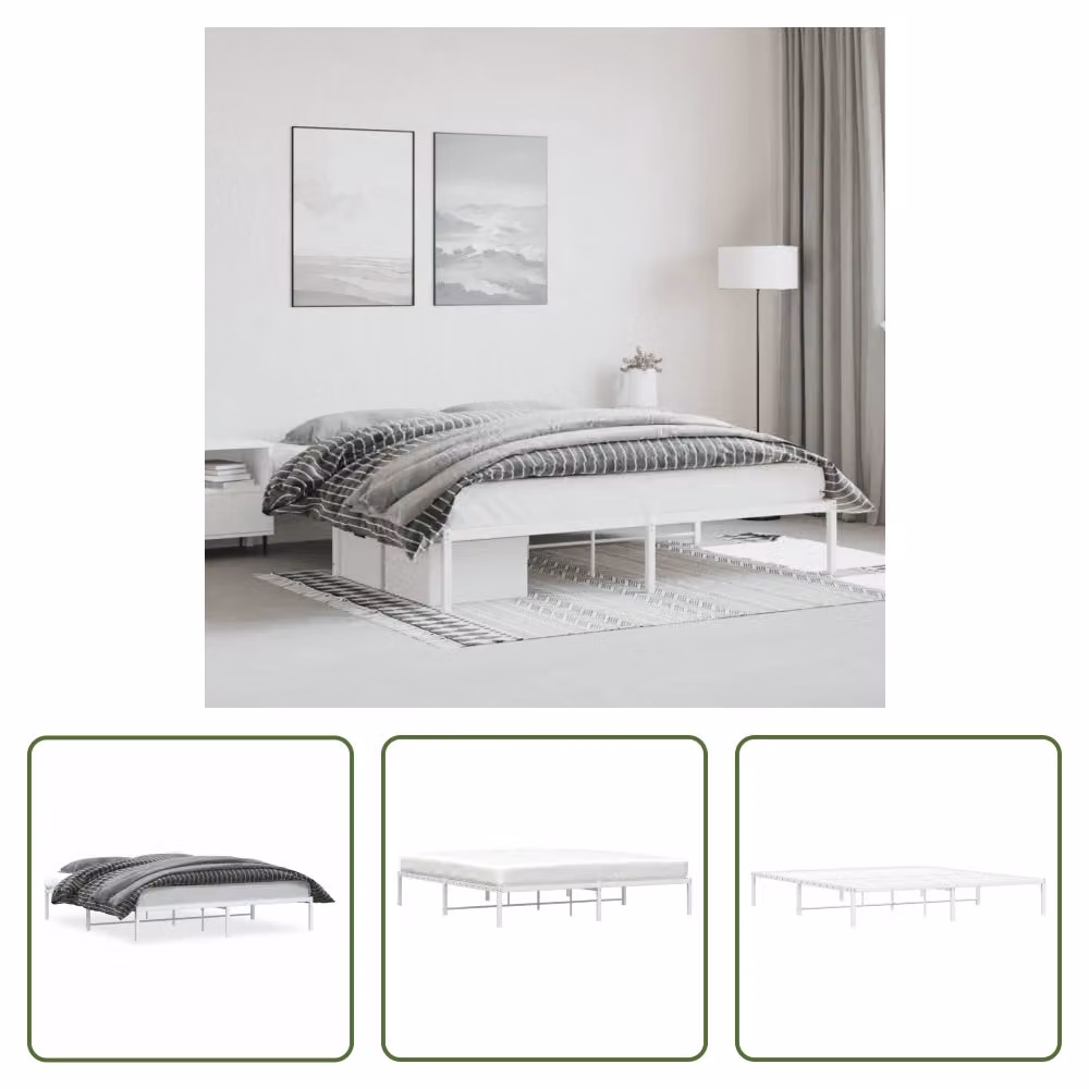 The Living Store Struttura letto in metallo bianco 180x200 cm