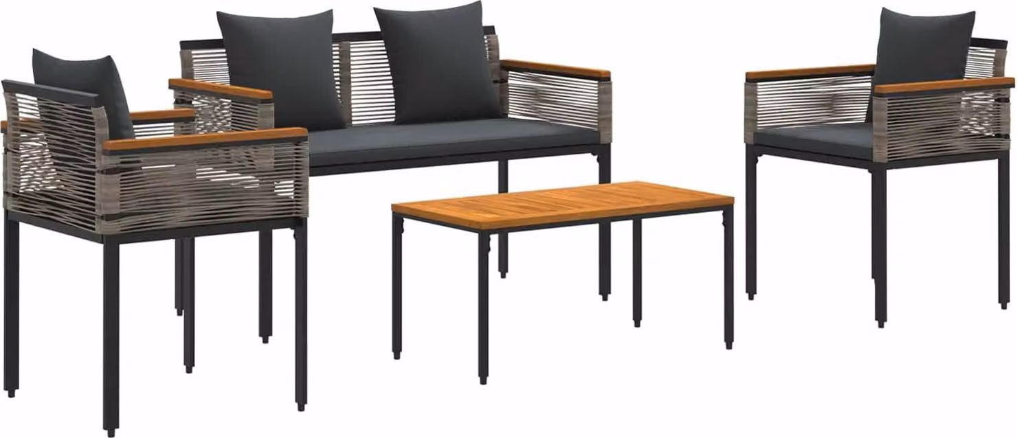Set di Mobili da Esterno Grigio e Grigio Scuro polyrattan