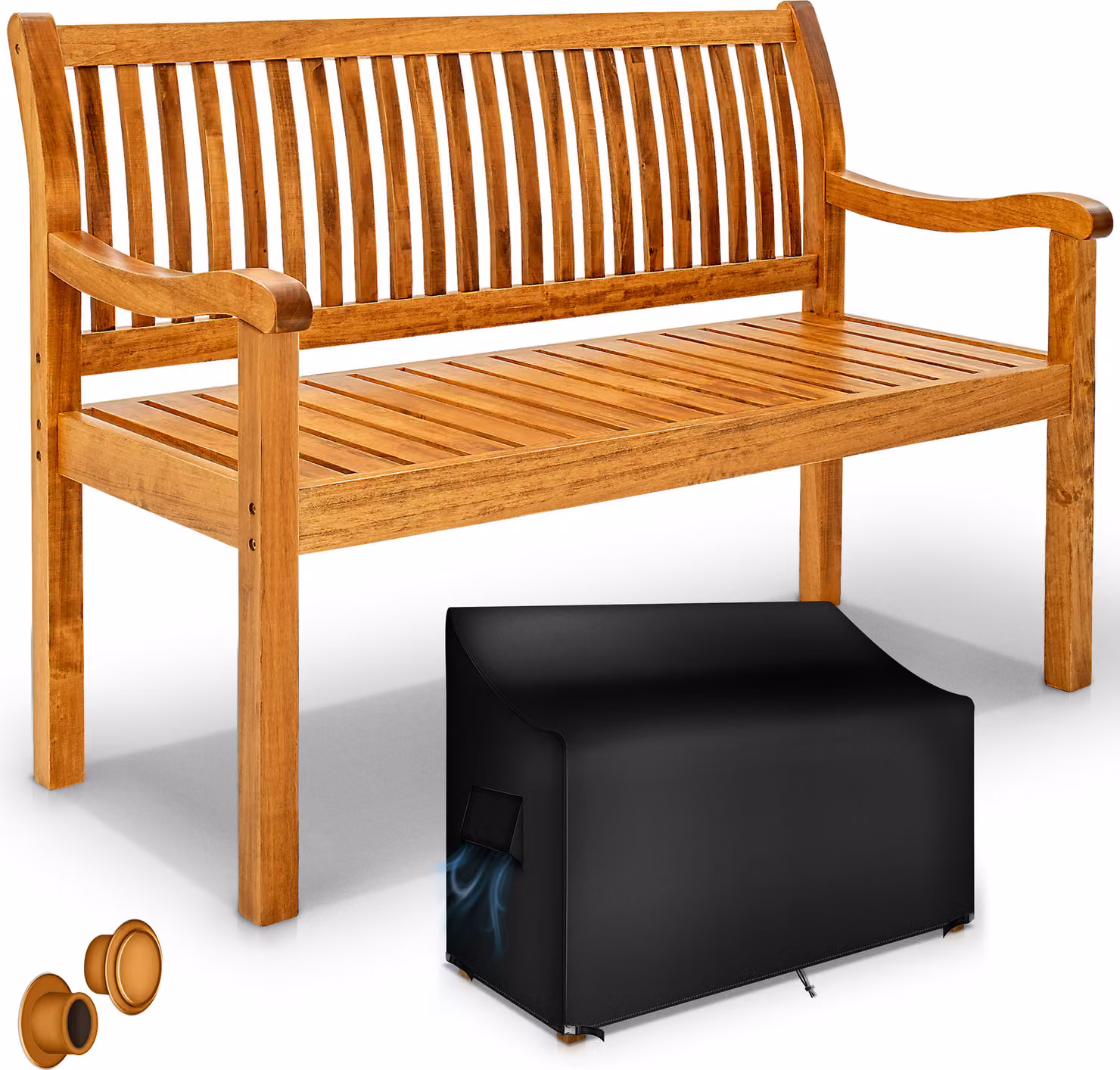 tillvex® panca da giardino in legno marrone chiaro 125 cm / 2 - 3 persone panca da parco solida panca da giardino arredo giardino
