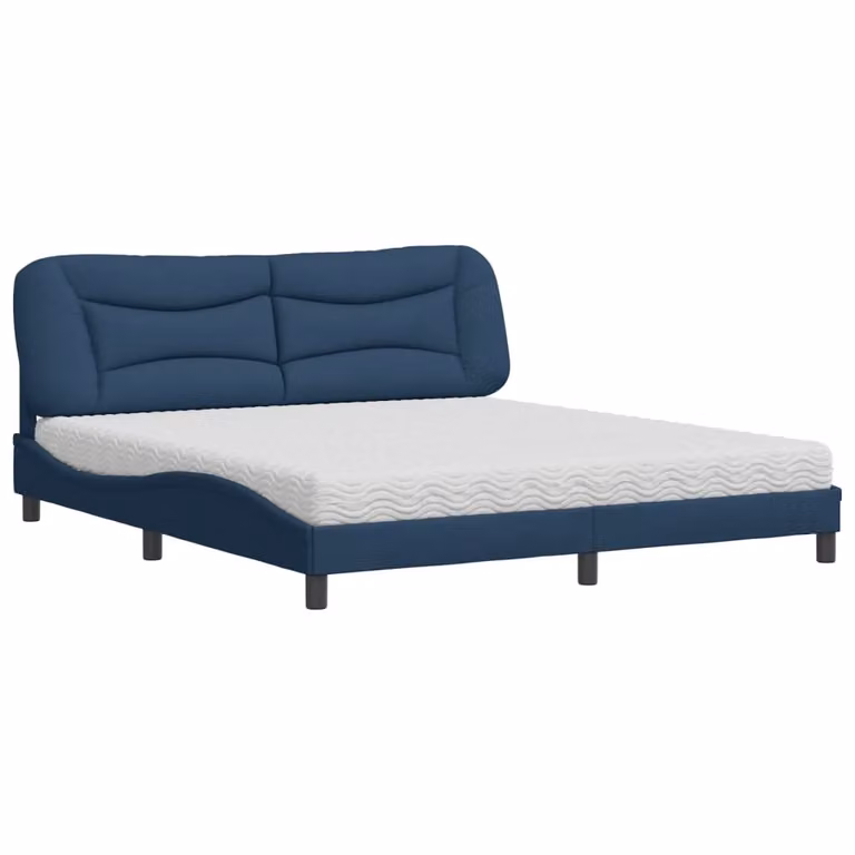 Letto con Materasso Hvar Blu 180x200 cm in Tessuto