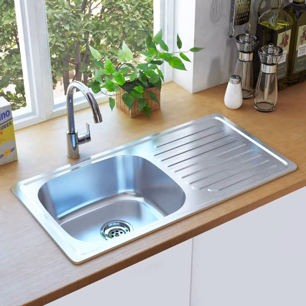 The Living Store Lavello da incasso con setaccio e sifone in acciaio inox