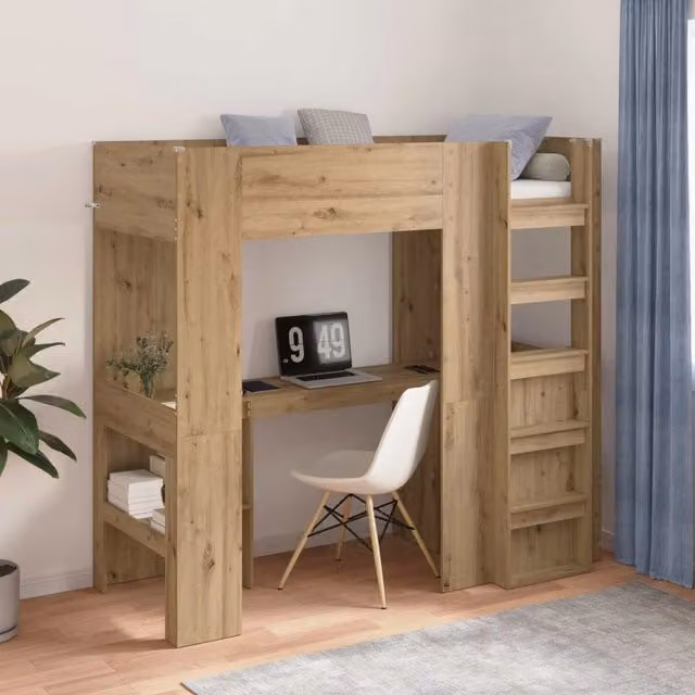 Struttura letto a castello con scrivania Rovere artigianale 3410434