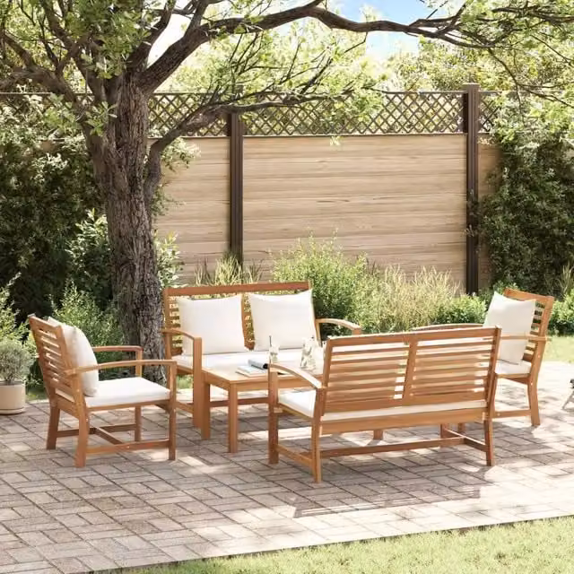Set Divano da Giardino 5 pz Naturale Legno di teak solido 3356859