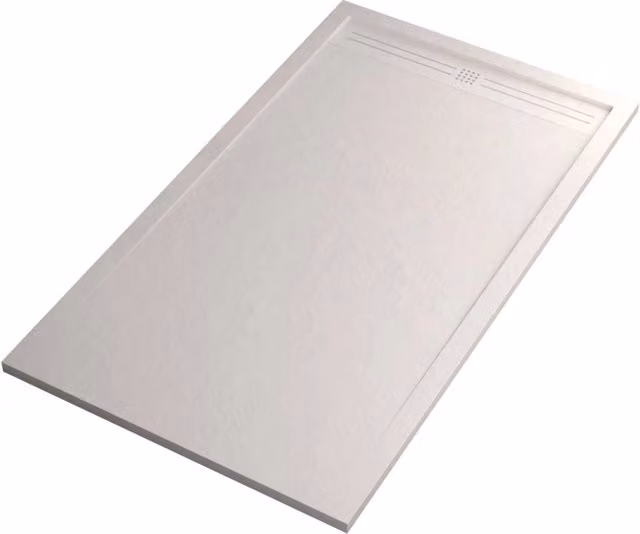 Piatto doccia in marmo resina bianco pietra cemento grid, misura 90x170