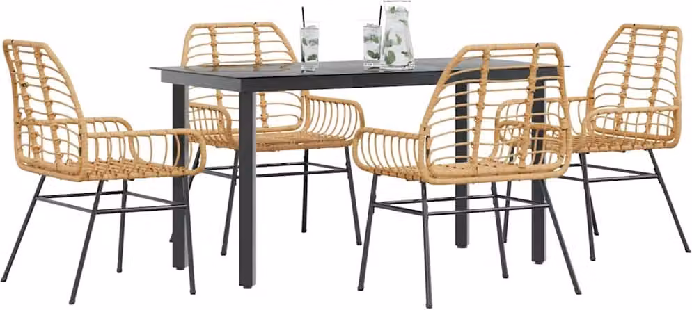 Maison Exclusive - Set da Pranzo da Giardino 5pz Polyrattan Vetro