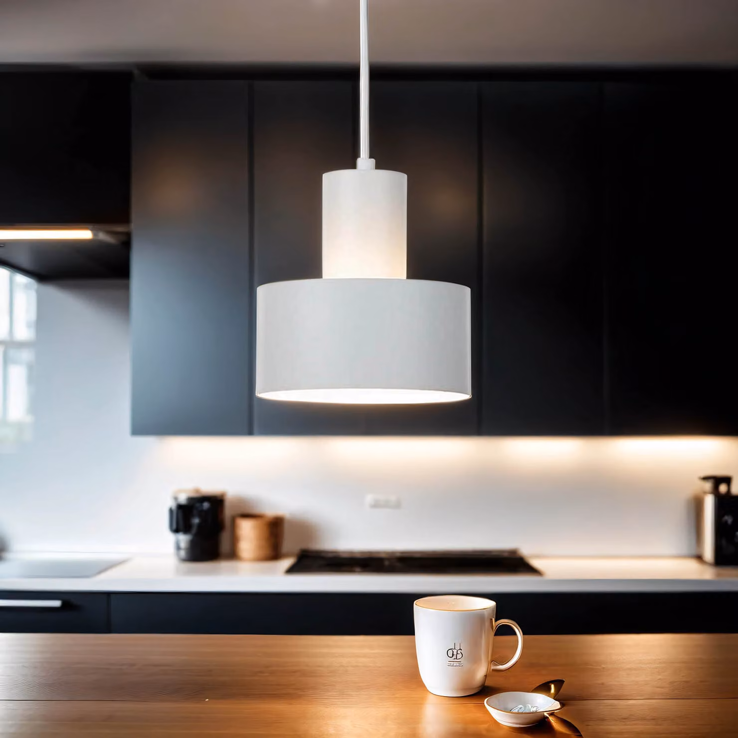 Lampada a sospensione rotonda Ø15cm retrò elegante paralume bianco opaco lampada da soggiorno a forma di anello luce a sospensione