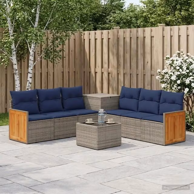 Set di divani 8 pz Grigio e Blu Navy 55 x 55 x 37 cm 3448639
