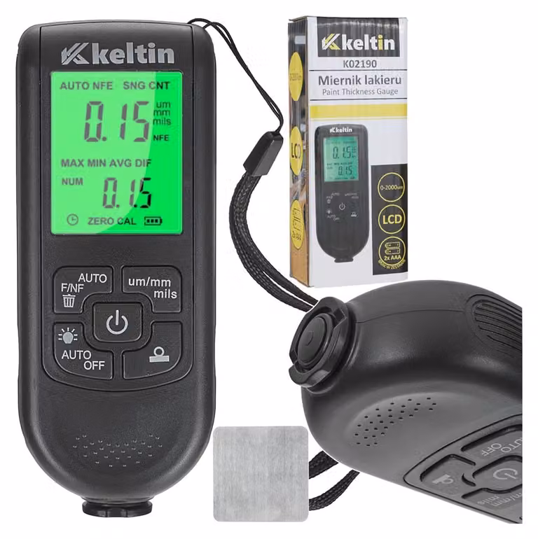 Tester spessore vernice auto portatile 0-2000 µm digitale LCD, misuratore del rivestimento, per vernici, profondità, Keltin