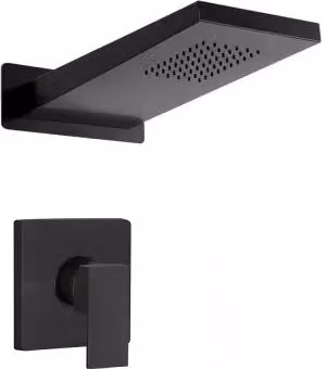 Set doccia incasso nero opaco Kubo soffione a sbalzo inox 22x50 cm