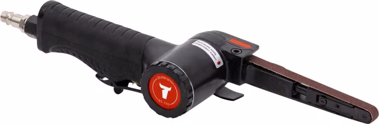 Levigatrice a nastro STIER BS-200, lunghezza 305 mm, 20.000 giri/min, dimensione nastro abrasivo 330x10 mm per la lavorazione di pezzi piccoli e difficili da raggiungere, basso consumo d'aria