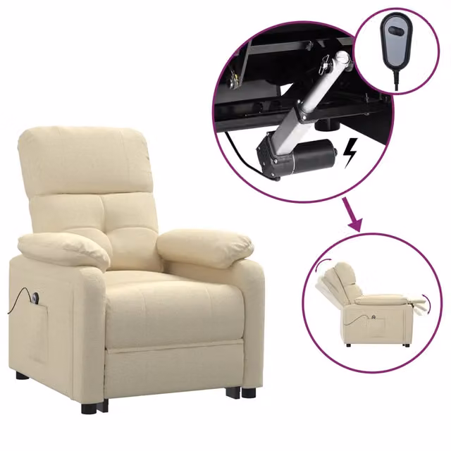 Poltrona | Sedia Relax Elettrica Reclinabile Crema in Tessuto
