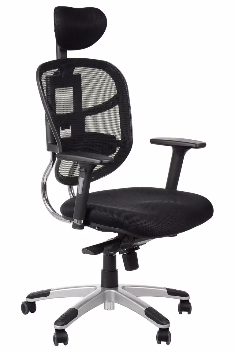 Sedia da ufficio ergonomica girevole HN-5018, braccioli regolabili, poggiatesta, seduta scorrevole (avanti-indietro), nero
