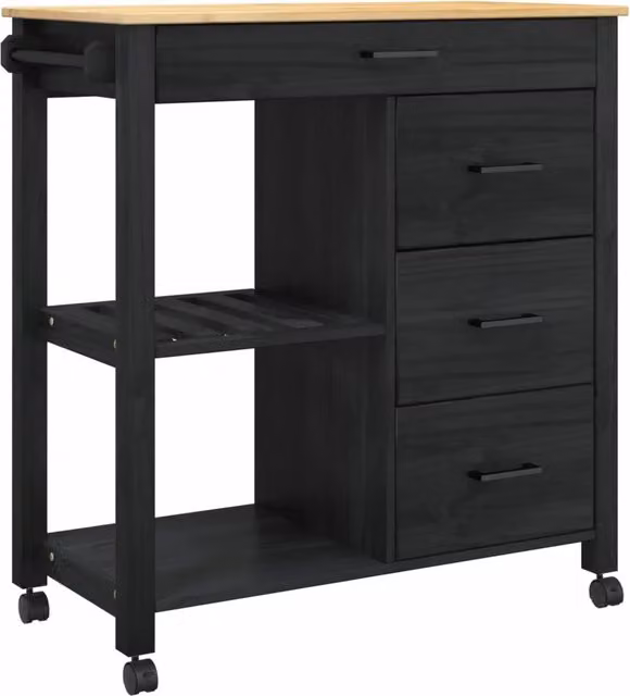 Carrello da Cucina MONZA Nero 84 x 40 x 88,5 cm CFW9632394