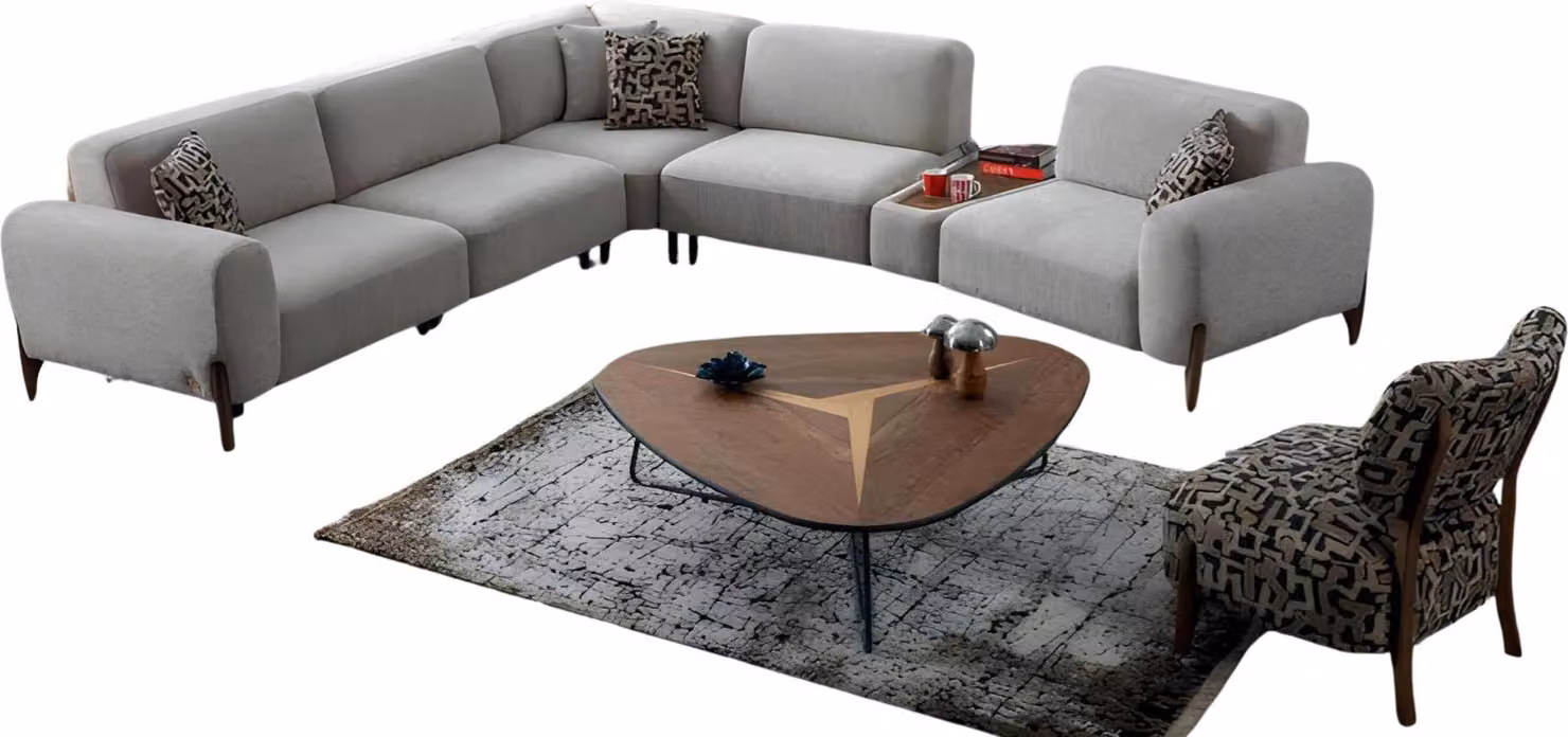 Eckgarnitur Sofa Couch Wohnlandschaft Wohnzimmer Möbel Einrichtung 2tlg Sessel