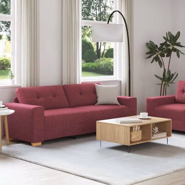 Set di divani vidaXL moderno in tessuto rosso con braccioli e cuscini inclusi L 221 x P 80 x H 78 cm – 1