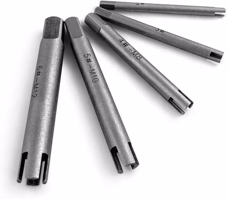 Set di estrattori per viti, composto da 5 pezzi, in acciaio HSS 6542, per viti da M5 a M12, per la rimozione di viti