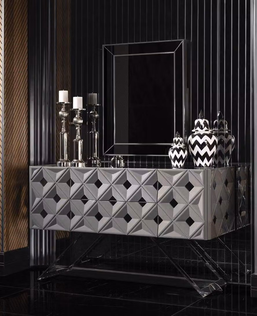 Schminktisch Spiegel Luxus Konsole Kommode Schlafzimmer Holz Modern Design