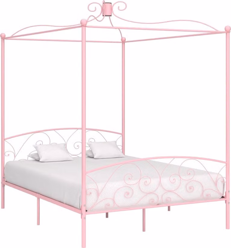 The Living Store Letto a baldacchino rosa in metallo 180x200 cm
