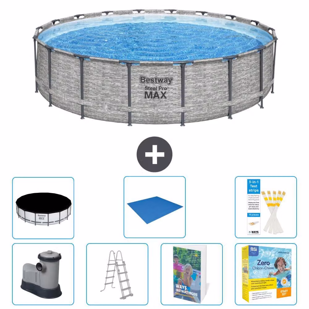 Piscina gonfiabile Bestway Steel Pro MAX, rotonda, 549x122 cm, composta da 6 parti, modello S546