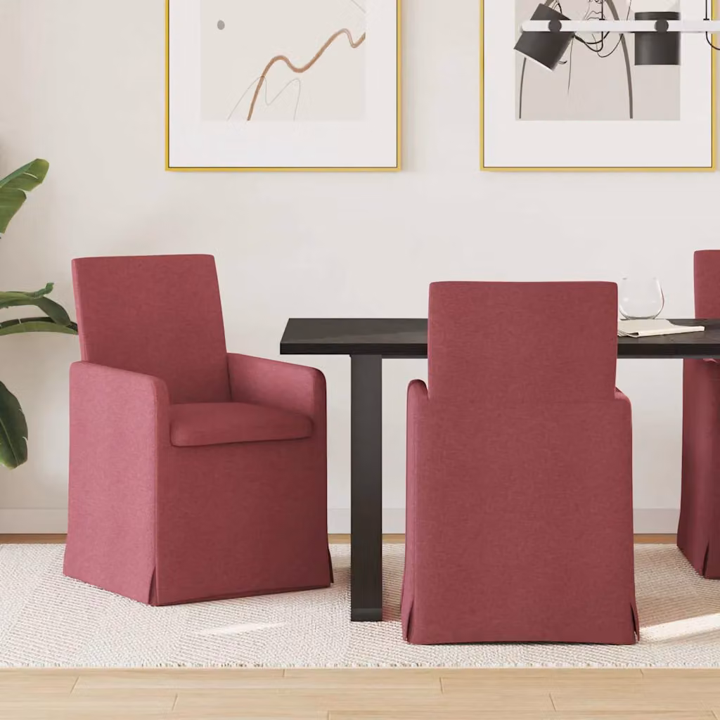 Set di 2 sedie da pranzo vidaXL in tessuto rosso, stile moderno per cucina e sala da pranzo, L: 57 cm, P: 68 cm, H: 94 cm