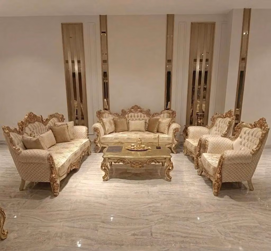 Elegante set da salotto 3+3+1+1 con raffinato tavolino da salotto