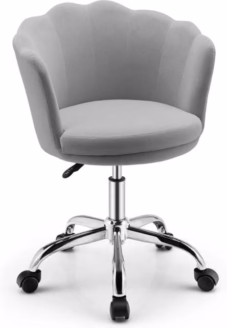 Poltrona da ufficio ergonomica Design Mania con schienale a conchiglia in tessuto grigio, girevole e regolabile in altezza con ruote