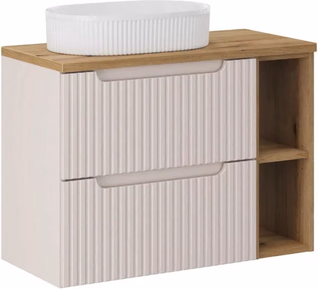 Set mobili bagno Beyond Nova Cashmere con piano e lavabo da appoggio bianco 80 cm
