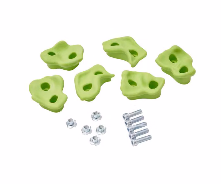 Set di 5 prese da arrampicata TRIBECCO con attacco - per pareti da arrampicata indoor e outdoor (Lime)