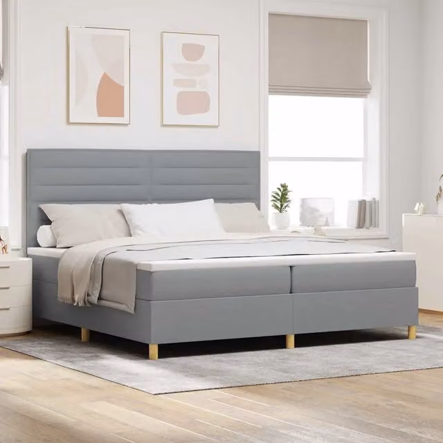 Letto a molle con materasso vidaXL in tessuto grigio, L/P/H: 200 x 200 x 280 cm