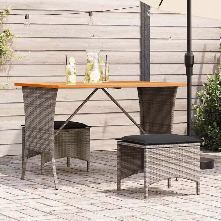 Maison Exclusive - Set da pranzo da giardino 3 pezzi con cuscini grigio in polyrattan