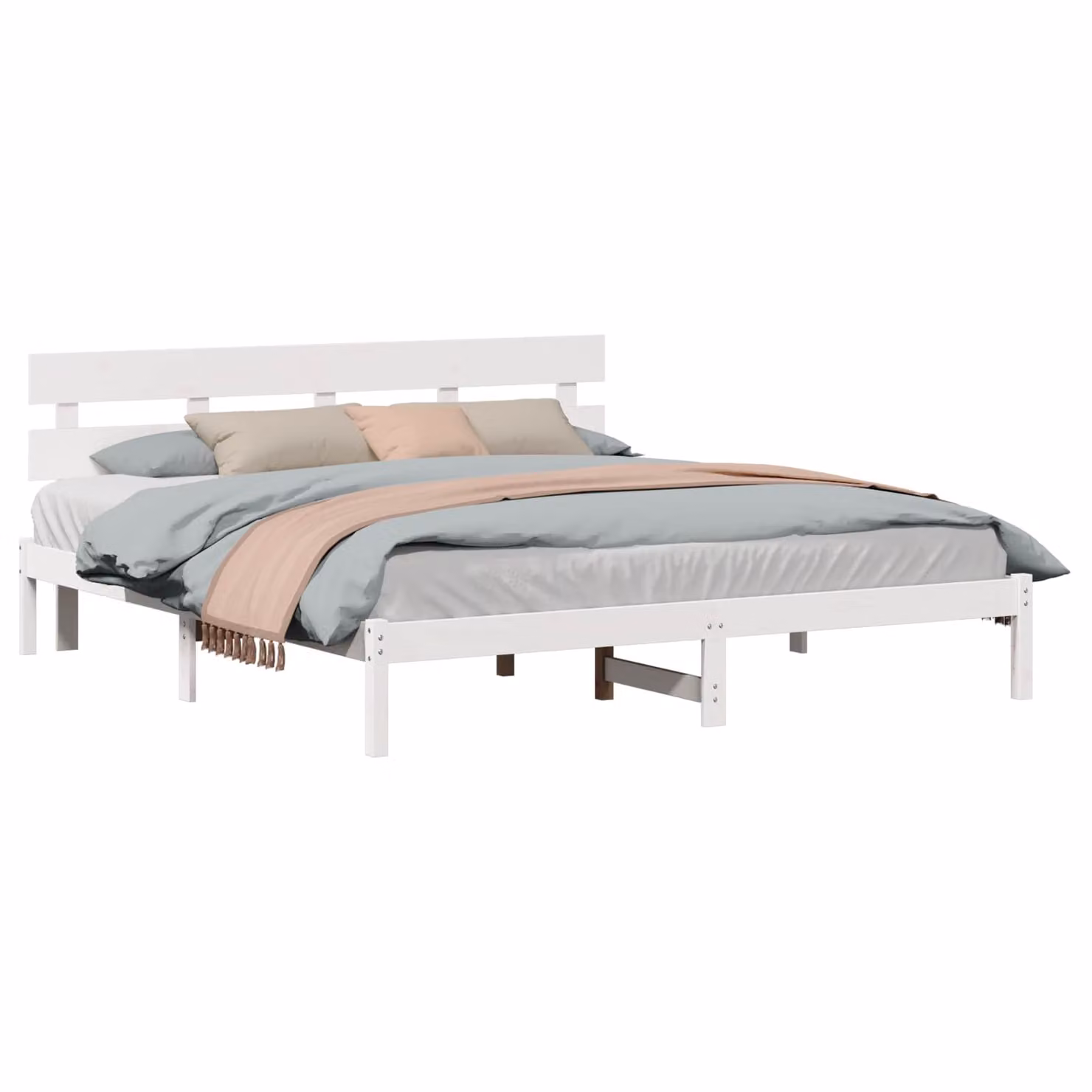 Struttura del letto moderna vidaXL in legno massello di pino bianco 200 x 200 cm