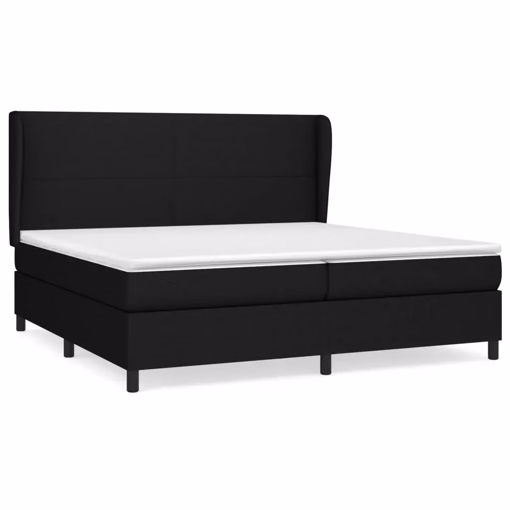 Letto Ibrido vidaXL con Giroletto a Molle e Materasso in Tessuto Nero e Bianco 200x200 cm – 2