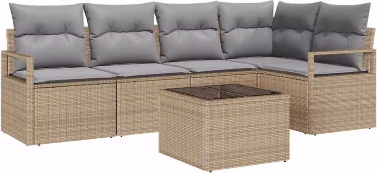 Set di divani 6 pcs Beige polyrattan