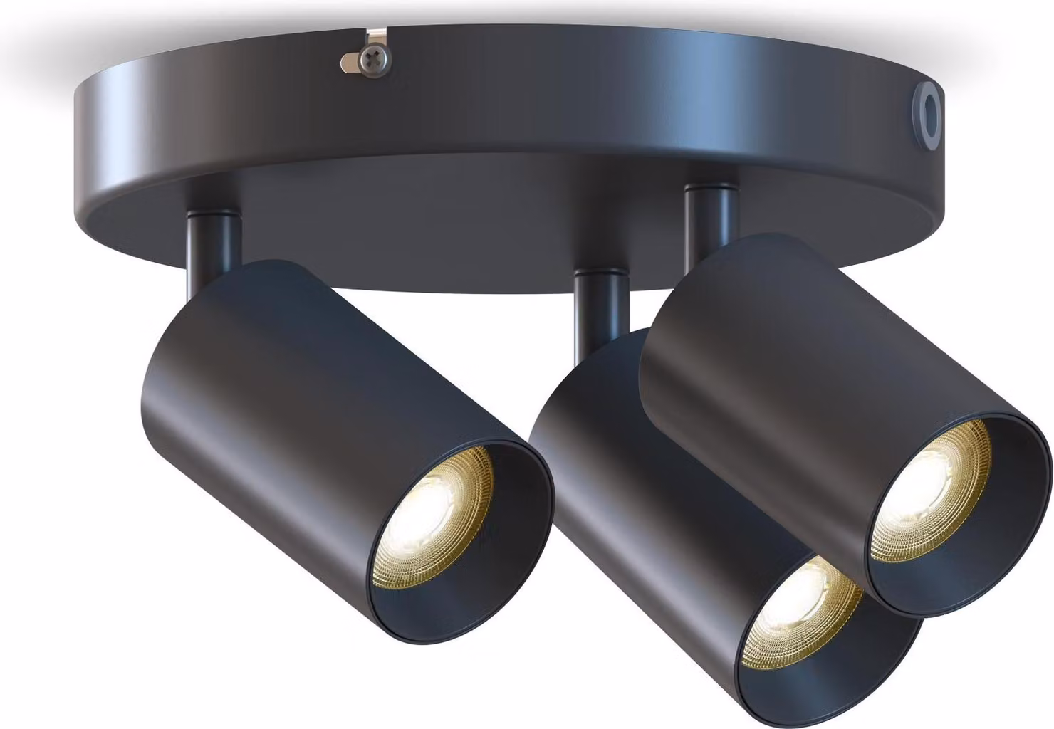Lampada da soffitto Calex, modello rotondo, con 3 luci, esclusa lampadina GU10, colore nero