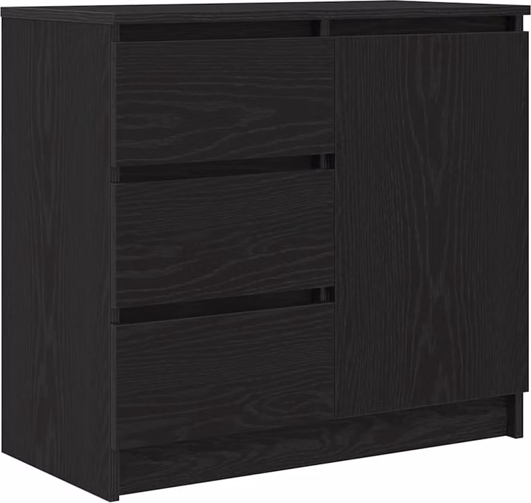 Credenza con Cassetto Rovere Nero 71x35x65 cm Legno Multistrato