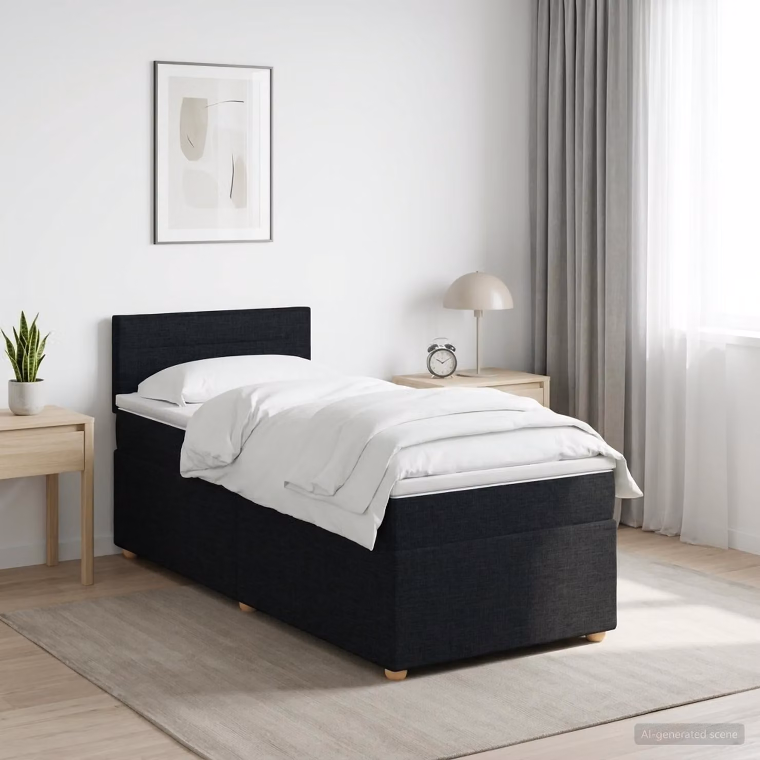 Maison Exclusive - Letto boxspring con materasso nero 90 x 200 cm Tessuto