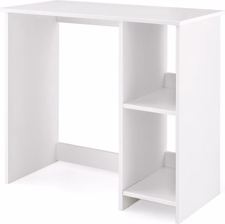 COSTWAY Scrivania piccola, scrivania per computer con 2 scomparti, scrivania per PC, scrivania per ufficio per stanze piccole, bianco, 80 x 40 x 74 cm