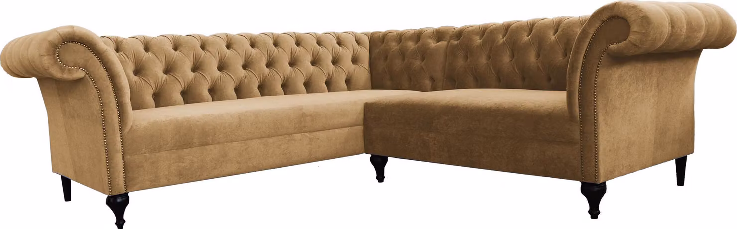 Chesterfield Ecksofa Eckcouch Designer Sofa Couch Samt Ledersofa SLIII Sofa №93