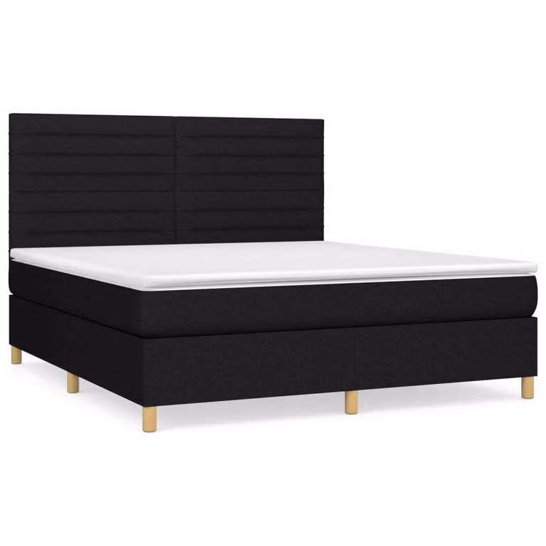 Giroletto a Molle con Materasso Nero 180x200 cm in Tessuto