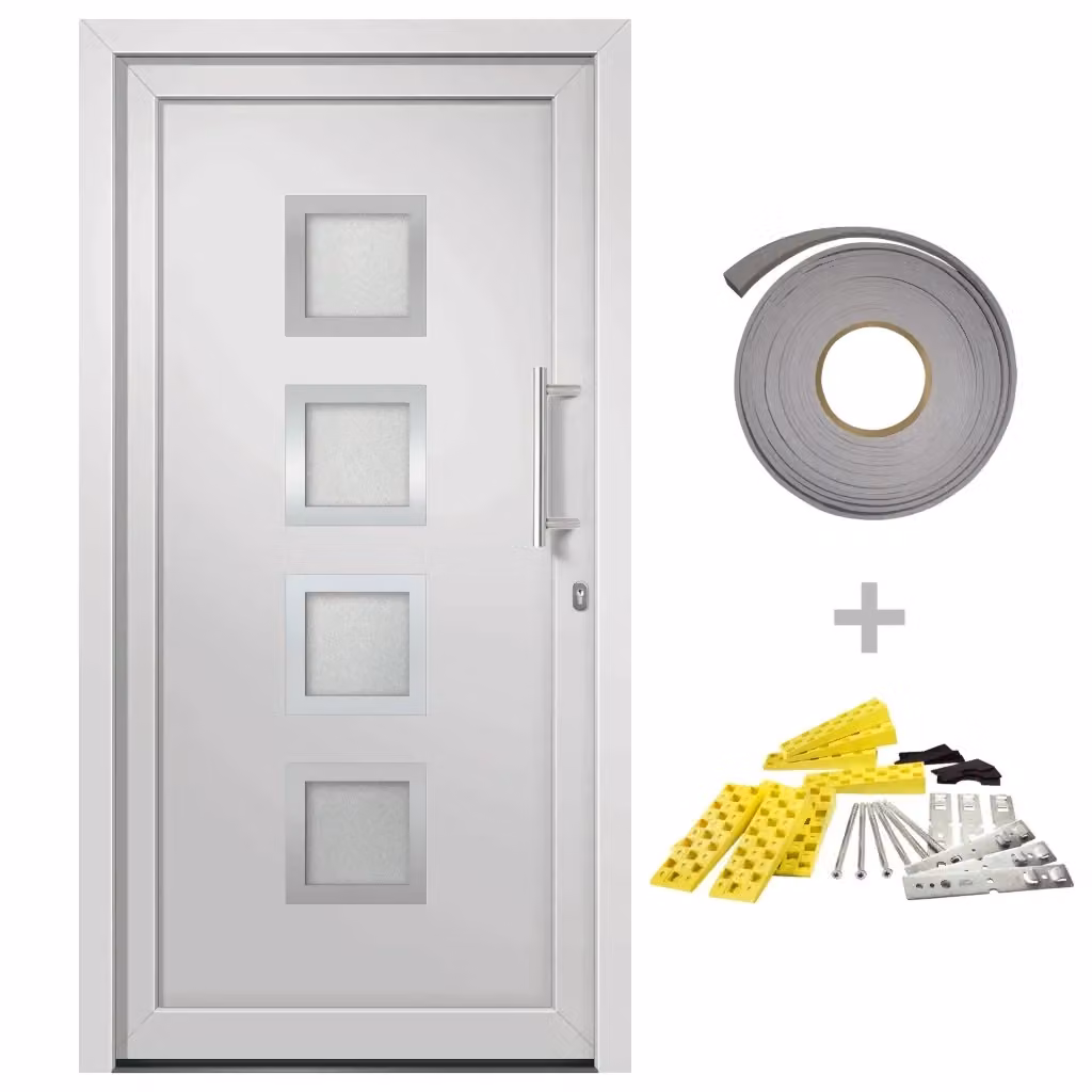 Porta di Ingresso Moderna VIDAXL Bianca con Inserti in Vetro, L: 108 cm, H: 200 cm – 2