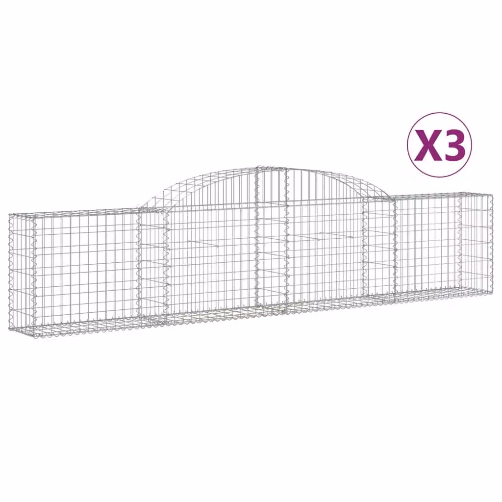 Cesti Gabbioni ad Arco 3 pz 300x30x60/80 cm Ferro Zincato
