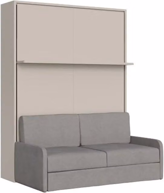 Letto matrimoniale a scomparsa Versia Itamoby con divano e mensola, colore argilla, L/P/H: 224.0 x 160 x 200 cm