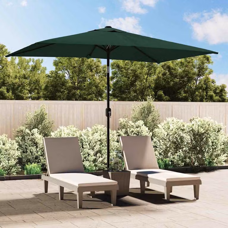 Parasole rettangolare vidaXL in poliestere e acciaio, Verde e Nero, L 300 x P 200 x H 240 cm