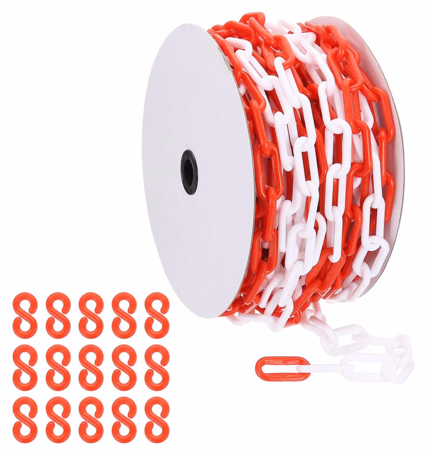 Catena in plastica rossa e bianca, 8 mm, 22 metri, con 15 ganci