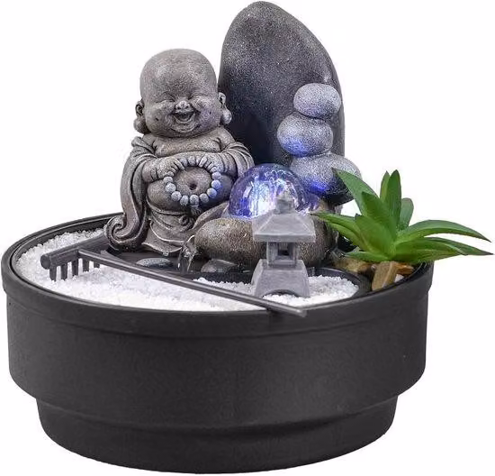Fontana da interno Giardino Zen - decorazione fontana rilassante - 1 pezzo - luce LED colorata
