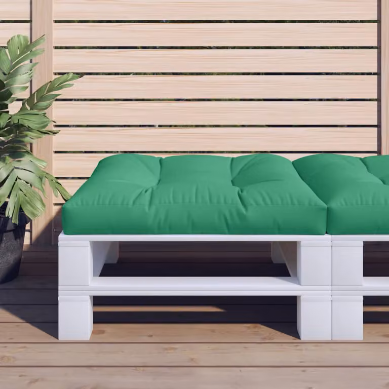 Cuscino per Pallet vidaXL Verde, L 80 x P 80 x H 12 cm, in Poliestere Idrorepellente e Resistente ai Raggi UV