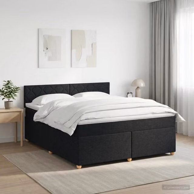 Letto box spring vidaXL con materasso ibrido nero e bianco L/P: 180 x 200 cm